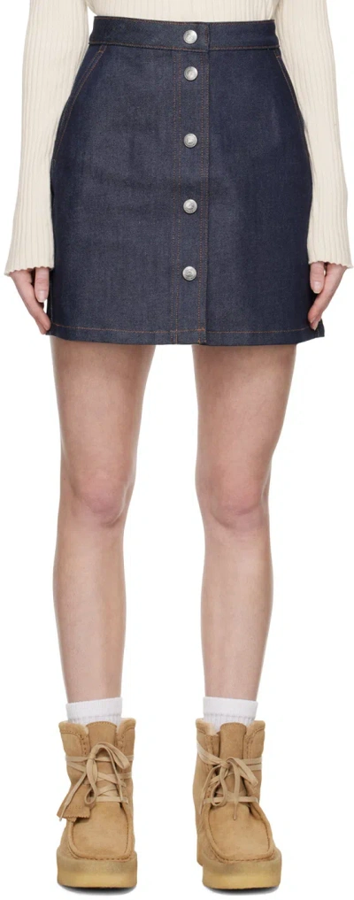 A.p.c. High-waist Denim Miniskirt In Blue