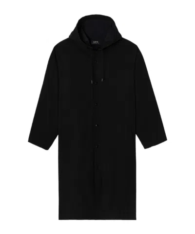 A.p.c. Hooded Long Coat In Black
