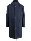 Apc Hooded Cotton-blend Parka In Blue