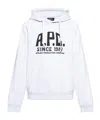 Apc A.p.c. Logo Printed Drawstring Hoodie In White