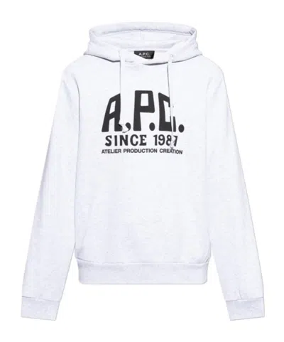 APC A.P.C. LOGO PRINTED DRAWSTRING HOODIE