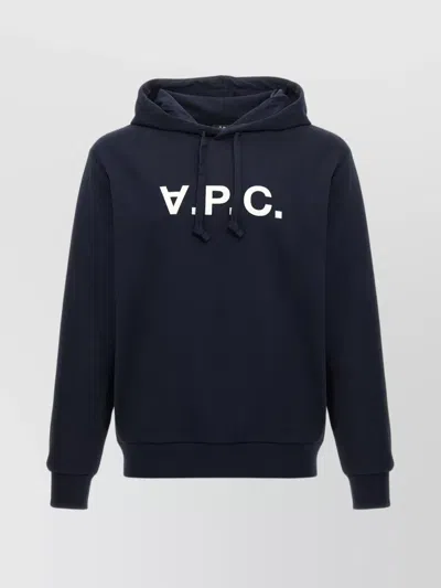Apc A.p.c. Milo Hoodie With Flocked Logo Print In Black