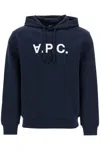 Apc Hooded Sweatshirt Grand V In Dark Navy/ecru (blue)