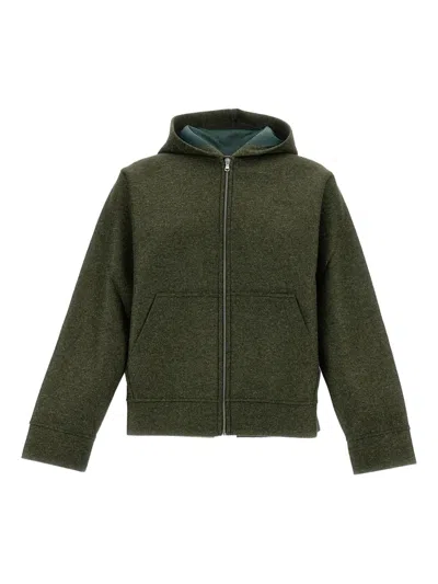 Apc Hooded Zip-front Jacket In Green