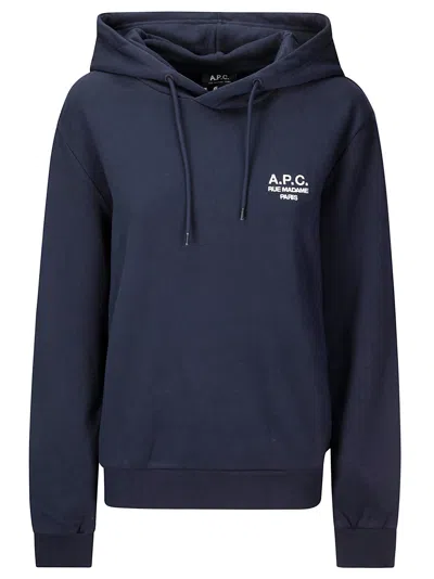 Apc Hoodie Standard Rue Madame In Dark Navy/ecru