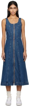 Apc Indigo Ally Denim Midi Dress In Ial Washed Indigo