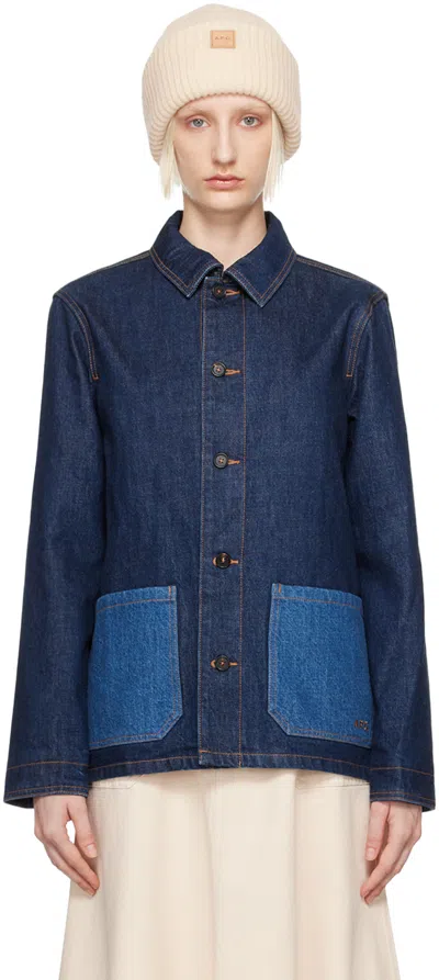 Apc Indigo Anthonin Denim Jacket In Ial Washed Ind