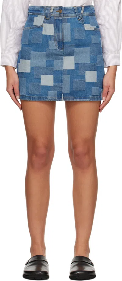 Apc Indigo Mary-jane Denim Miniskirt In Dark Wash