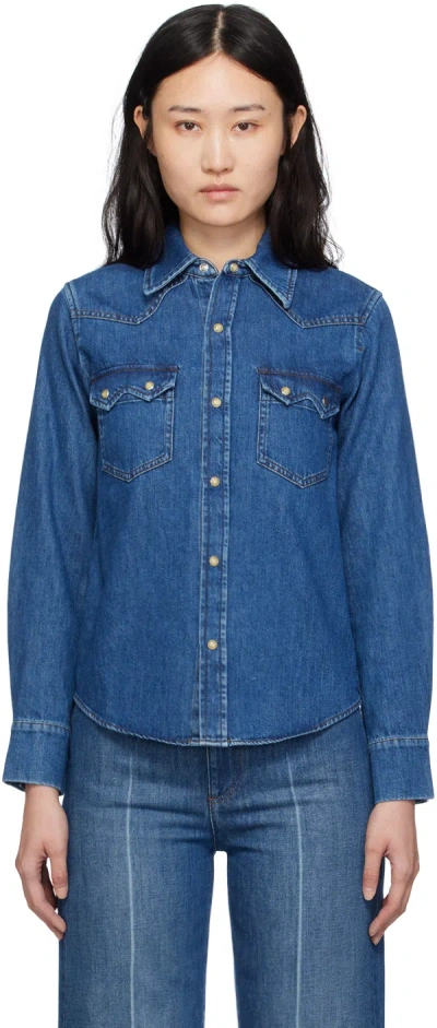 Apc Indigo Natacha Ramsay-levi Edition Durol Denim Shirt In Ial Washed Indigo