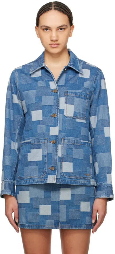 Apc Indigo Silva Denim Jacket In Ial Washed Indigo