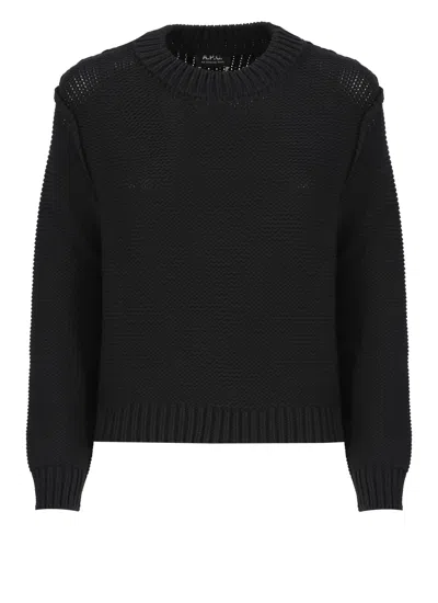 Apc A.p.c. Crewneck Knitted Jumper In Black
