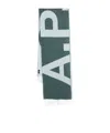 Apc Intarsia-knit Logo Scarf In Green