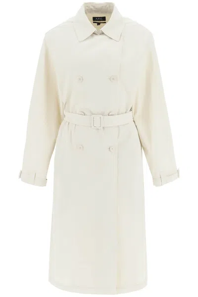 Apc Irene Double-breasted Trench Coat In Craie (beige)