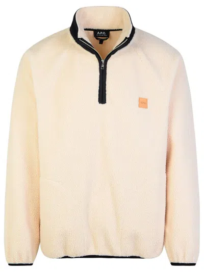 Apc Island Fleece Jumper With Contrast Detailing In White