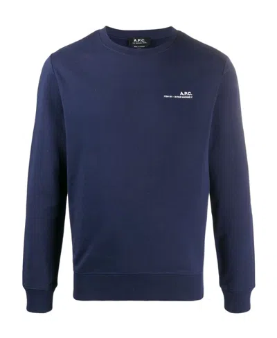 Apc Item Logo-print Cotton Sweatshirt In Blue
