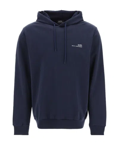 APC A.P.C. LOGO PRINTED DRAWSTRING HOODIE