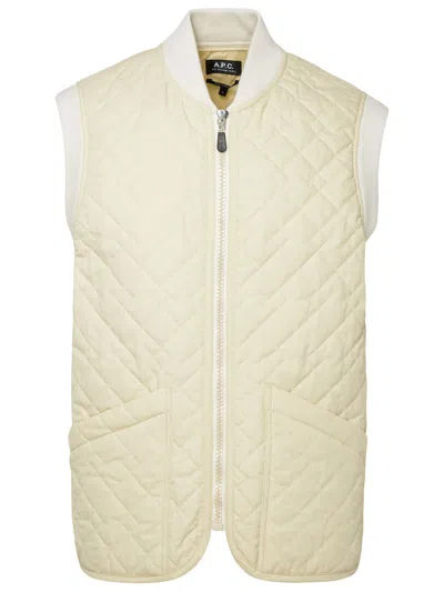 Apc Ivory Cotton Blend Vest In Beige