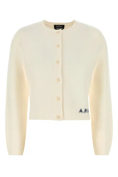 Apc A.p.c. Ivory Wool Mila Cardigan In Neutral