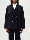 Apc Midnight Blue Cotton Blazer With Double-breasted Design