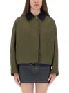 A.p.c. Cropped Boxy Jacket With Button-up Front In Green