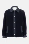 Apc Will Fleece Denim-panel Jacket In Blue