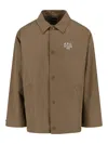 A.p.c. Snap Button Cotton-blend Classic Jacket In Brown