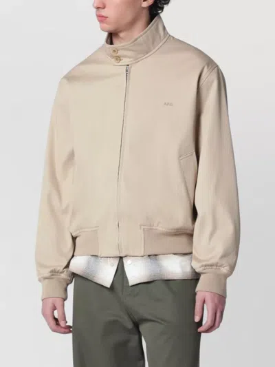 Apc Jacket Button Detail Elastic Cuffs High Collar In Neutral