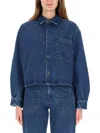 Apc Long Sleeve Collared Top With Chest Pocket In Blue