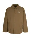 A.p.c. Snap Button Cotton-blend Classic Jacket In Brown