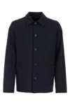 Apc Wool Button-up Jacket In Navy