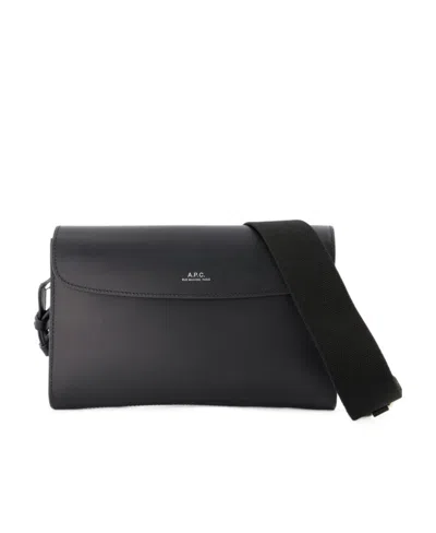 Apc James Leather Shoulder Bag In Black