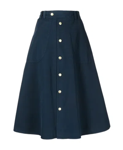 A.p.c. Jamie A-line Midi Skirt In Blue