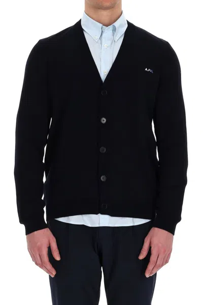 Apc A.p.c. Joseph V-neck Long-sleeved Cardigan In Blue