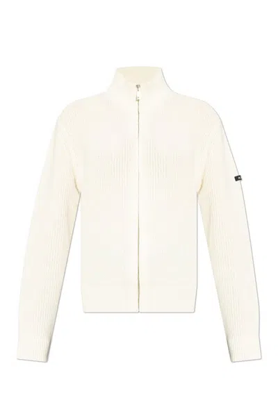 Apc A.p.c. Ribbed Wool Cardigan With Zip In Beige