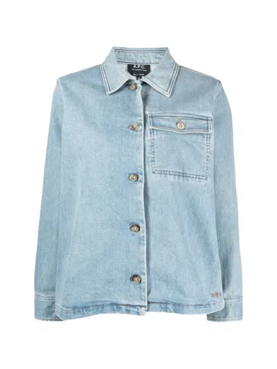 Apc Long Sleeve Shirt Chest Pocket In Blue