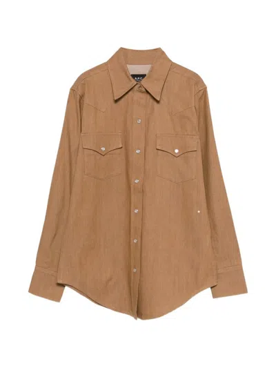 Apc A.p.c. Japanese Denim Western Shirt Clothing In Brown