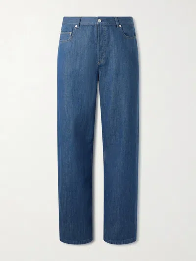 A.p.c. Aaron Wide Leg Denim Jeans Five Pocket In Blue