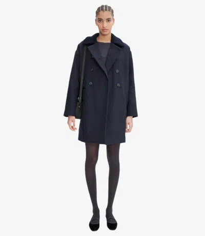 Apc Jeanne Coat 42 Heather Dark Blue