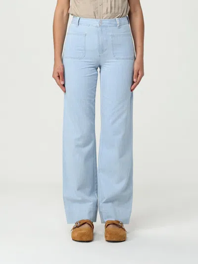 Apc Pants A. P.c. Woman Color Gnawed Blue