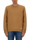 Apc Logo Wool Knit Turtleneck Sweater In Beige