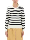 Apc A.p.c. Striped Sweater With Logo In Multi