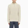 Apc High Neck Cotton Turtleneck Sweater In Beige