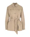 Apc Joann Belted Denim Jacket In Nude