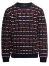 Apc John Multicolor Crewneck Sweater With Intarsia Knit In Wool Man In Multicolor