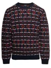 Apc John Multicolor Crewneck Sweater With Intarsia Knit In Wool Man In Multicolor