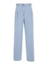 Apc Joseon Light Blue Pants With Belt Loops And Pleats On The Front In Cotton Woman