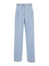 Apc Joseon Light Blue Pants With Belt Loops And Pleats On The Front In Cotton Woman