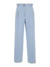Apc Joseon Light Blue Pants With Belt Loops And Pleats On The Front In Cotton Woman In Light Blue
