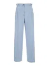 Apc Joseon Light Blue Pants With Belt Loops And Pleats On The Front In Cotton Woman In Blue