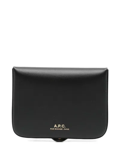 Apc Josh Calf Leather Wallet In Black